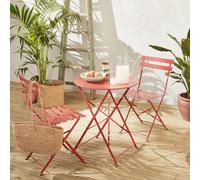 Swe olding Metal Bistro Garden Table Diam.60 X 70Cm 2 Chairs Emilia Terracotta 60X60X71 Cm