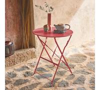 Sweeek - Folding Metal Bistro Garden Table Diam.60Cm Seats 2 Emilia 60Cm Terracotta 60X60X71 Cm