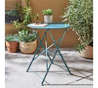 Sweeek - Folding Metal Bistro Garden Table Diam.60Cm Seats 2 Emilia Duck Blue 60X60X71 Cm