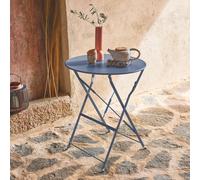 Sweeek - Folding Metal Bistro Garden Table Diam.60Cm Seats 2 Emilia Grey Blue 60X60X71 Cm