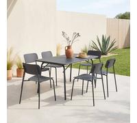 sweeek Folding metal garden table + 6 chairs in Dark Grey sweeek Dark Grey