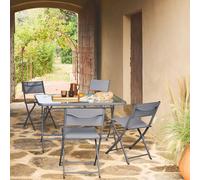 swe olding steel garden table + 4 chairs in Dark Grey swe ark Grey