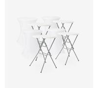 swe olding Steel High Reception Table With Protective Cover (set Of 4) in White sweeek White