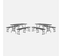 swe olding Steel Reception Table With 2 Benches (set Of 2) in Grey swe rey