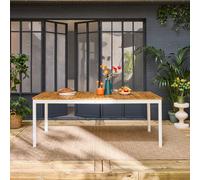 Sweeek - Garden Table Senora White Acacia With Rounded Corners 10 Seats 200 X 100 X 75 Cm