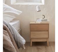 Sweeek - Grooved Bedside Table With Wood Effect Linear Light Wood 40X39X48 Cm