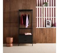 sweeek Hallway furniture, metal coat rack with hanging rod & 2 drawers in Black swe lack