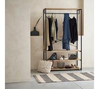 Sweeek - Hallway Metal And Wood-Effect Coat And Shoe Rack Loft Natural 100X40X167 Cm