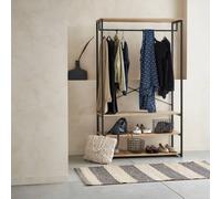Sweeek - Hallway Metal And Wood-Effect Coat And Shoe Rack Loft Natural 100X40X167 Cm