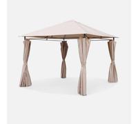 Sweeek - Heavy Duty 3X3M Gazebo With Curtains Elusa Beige 267X267X262 Cm