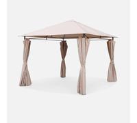 sweeek Heavy Duty 3x3m Gazebo With Curtains in Beige swe eige