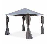 Sweeek - Heavy Duty 3X3M Gazebo With Curtains Elusa Grey 299X299X262 Cm