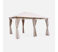 Sweeek - Heavy Duty 3X4M Gazebo With Curtains Divio Beige 367X267X262 Cm