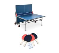 sweeek Indoor folding table tennis table with 4 bats & 6 balls in Blue swe lue