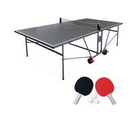 sweeek Indoor folding table tennis table with 4 bats & 6 balls in Grey swe rey