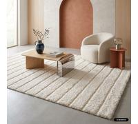 Sweeek - Indoor Rug With Linear Pattern Cream 170X120 Cm - Sol