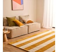 sweeek Indoor rug with ochre & white stripes in Burnt Orange | Size: 120 cm x 160 cm swe urnt Orange 120 cm x 160 cm