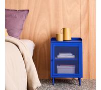 sweeek Industrial bedside table with 1 door metal in Blue sweeek Blue