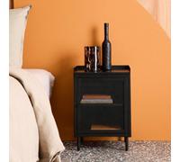 Sweeek - Industrial Black Metal Bedside Table With 1 Mesh Door 40 X 37 X 585 Cm - Ohio