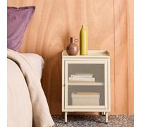 Sweeek - Industrial Cream Metal Bedside Table With 1 Mesh Door, 40 X 37 X 58,5 Cm - Ohio
