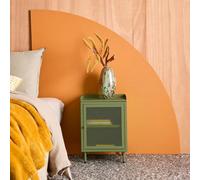 Sweeek - Industrial Green Metal Bedside Table With 1 Mesh Door 40 X 37 X 585 Cm - Ohio
