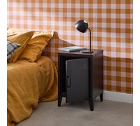 Sweeek - Industrial Metal Bedside Table With 1 Door Black 38X38X57 Cm - Soho