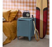 Sweeek - Industrial Metal Bedside Table With 1 Door Grey Blue 38X38X57 Cm - Soho
