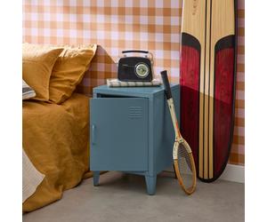 Sweeek - Industrial Metal Bedside Table With 1 Door Grey Blue 38X38X57 Cm - Soho