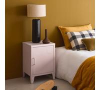 Sweeek - Industrial Metal Bedside Table With 1 Door Pink 38X38X57 Cm - Soho