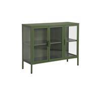 sweeek Industrial metal & tempered glass sideboard with 3 doors 100cm in Green swe reen
