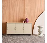 sweeek Industrial Metal TV Stand with 3 Doors 120cm in Cream swe ream