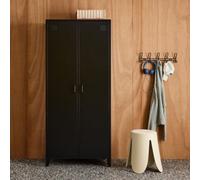 Sweeek - Industrial Metal Wardrobe For Bedroom Closet With 2 Doors 4 Shelves 1 Hanging Rail Black 48X80X181 Cm - Soho