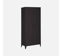 Sweeek - Industrial Metal Wardrobe For Bedroom Closet With 2 Doors 4 Shelves 1 Hanging Rail Soho Black 48X80X181 Cm
