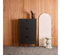 Sweeek - Industrial Shoe Cabinet With 3 Drawers Metal Black 80X26X130 Cm - Alabama