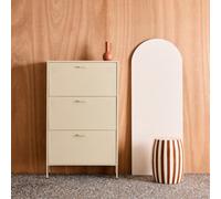 Sweeek - Industrial Shoe Cabinet With 3 Drawers Metal Cream 80X29X132.5 Cm - Alabama