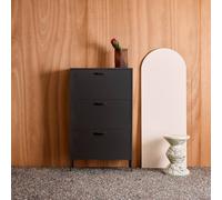 sweeek Industrial shoe cabinet with 3 drawers metal in Black swe lack