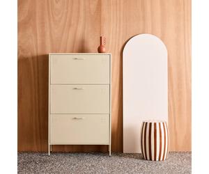 sweeek Industrial shoe cabinet with 3 drawers metal in Cream swe ream