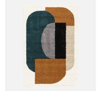 sweeek Interior Shaggy Rug With Geometric Pattern in Beige | Size: 100 cm diameter swe eige 100 cm diameter