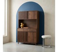 Sweeek - Kitchen Sideboard 110Cm With 3 Drawers Wood Decor Walnut 110X40X185 Cm - Linear
