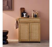sweeek Kitchen Sideboard Wood Decor & Cane 1 Handle 1 Drawer 2 Doors in Light Brown sweeek Light Brown