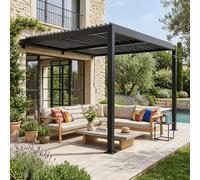 Sweeek - Lean To Pergola With Louvered Roof Aluminium 3 X 3M Palace Black