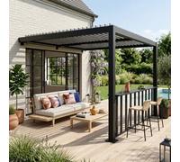 Sweeek - Lean To Pergola With Louvered Roof Aluminium 3 X 3M Palace + Counter 3M Anthracite