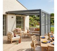 Sweeek - Lean To Pergola With Louvered Roof Aluminium 4 X 3M Palace + 3 Louver Panels 130Cm Anthracite