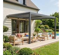 Sweeek - Lean To Pergola With Louvered Roof Aluminium 4 X 3M Palace Anthracite