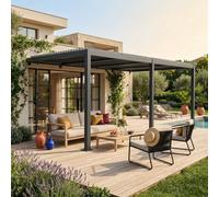 Sweeek - Lean To Pergola With Louvered Roof Aluminium 4 X 3M Palace Anthracite