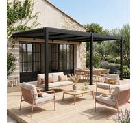 Sweeek - Lean To Pergola With Louvered Roof Aluminium 4 X 3M Palace Black