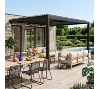 Sweeek - Lean To Pergola With Louvered Roof Aluminium 4 X 3M Palace Black