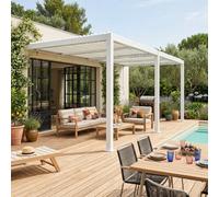 Sweeek - Lean To Pergola With Louvered Roof Aluminium 4 X 3M Palace White