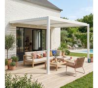Sweeek - Lean To Pergola With Louvered Roof Aluminium 4 X 3M Palace White