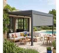 Sweeek - Lean To Pergola With Louvered Roof Aluminium 4 X 3M Palace With Blind 4M Anthracite